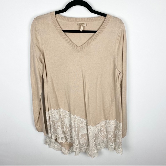 LOGO Lavish Lace Layered Tunic Top